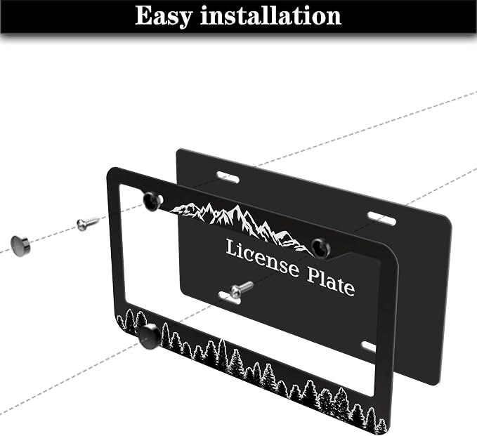 Car Plate Frames Black and White License Plate Bracket The Mountains are - Image 7