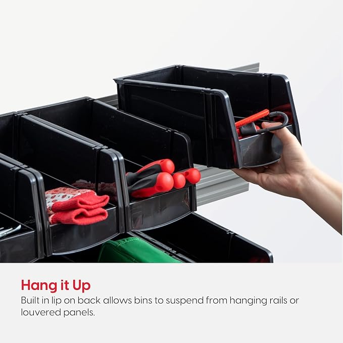 IRIS USA Stackable Storage Bins Open Front, 6 Pack, Plastic Hanging Organizer - Image 2