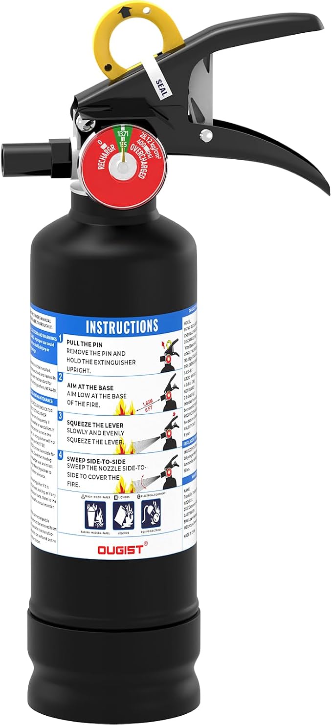 ABC Dry Powder Fire Extinguisher, 2.5 lb – 1-A:10-B:C Rated, Fire Extinguisher by Ougist