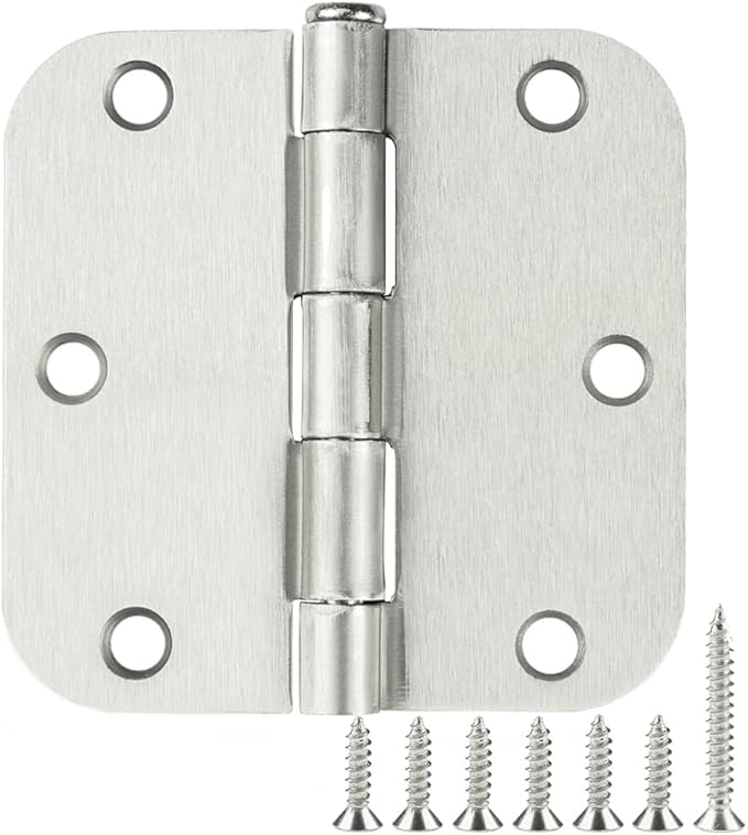 100 Pack Interior Door Hinges Brushed Nickel 3.5 inch x 3 1/2" 5/8" Round by TDCHINGES