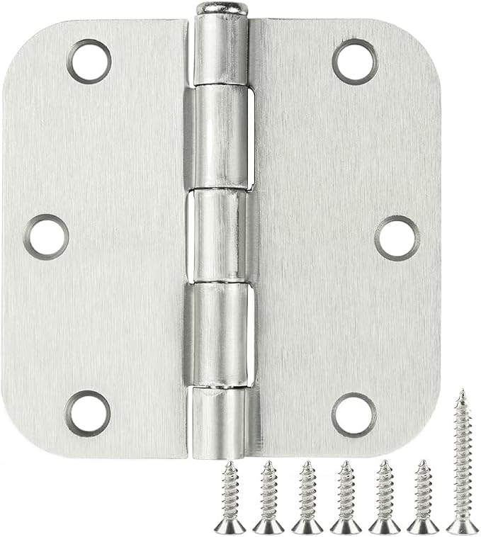 3 Pack Rounded Door Hinges Brushed Nickel 3.5 Inch 5/8" Radius Hardware Satin 3 by TDCHINGES
