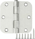 3 Pack Rounded Door Hinges Brushed Nickel 3.5 Inch 5/8" Radius Hardware Satin 3 by TDCHINGES