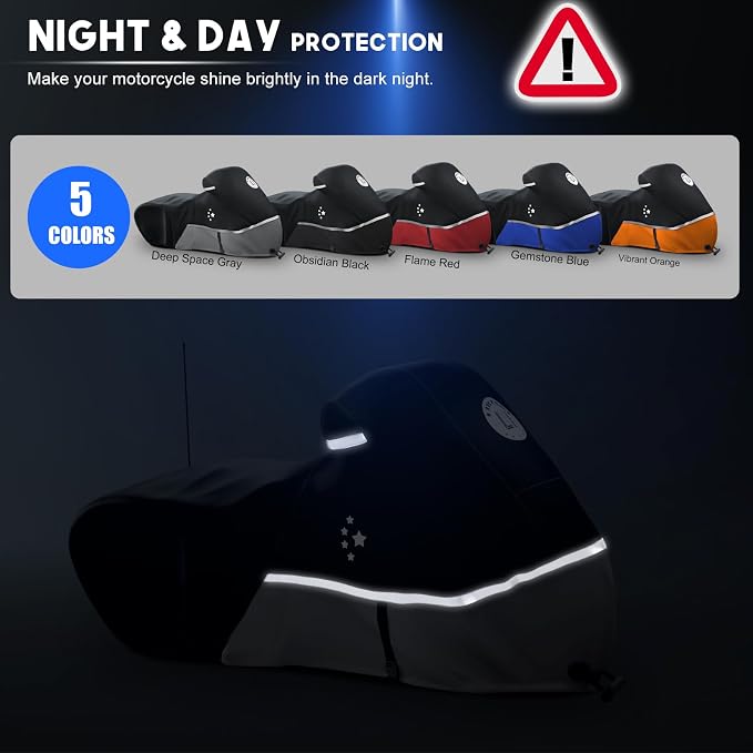 Motorcycle Cover 420D Heavy Duty All Season Universal Weather Waterproof - Image 7