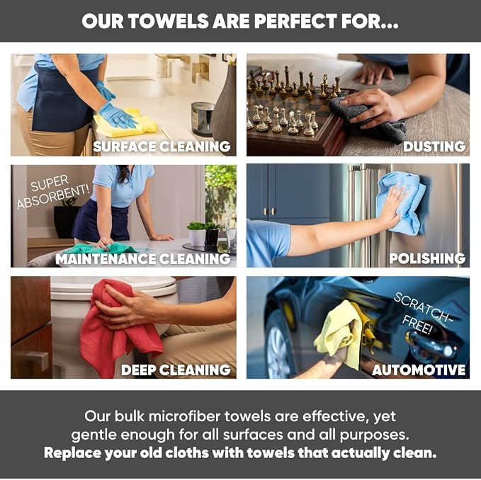 Bulk 16" x 16" All Purpose Microfiber Towels Wholesale - Image 5
