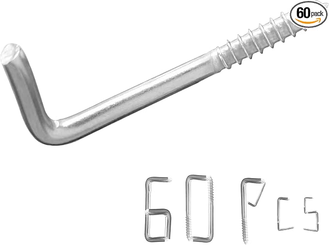 304 Stainless Steel M5 Screw-in Hooks 60 Pcs, 7 Shape Screw Hooks, Right Angle by SoimuksQualityproducts