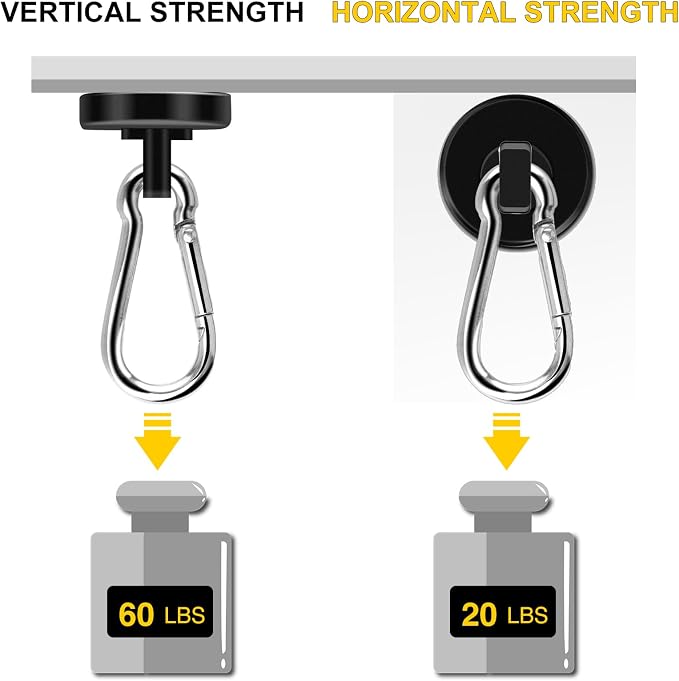DIYMAG Black Magnetic Hooks, 110LBS Heavy Duty Neodymium Magnetics - Image 5