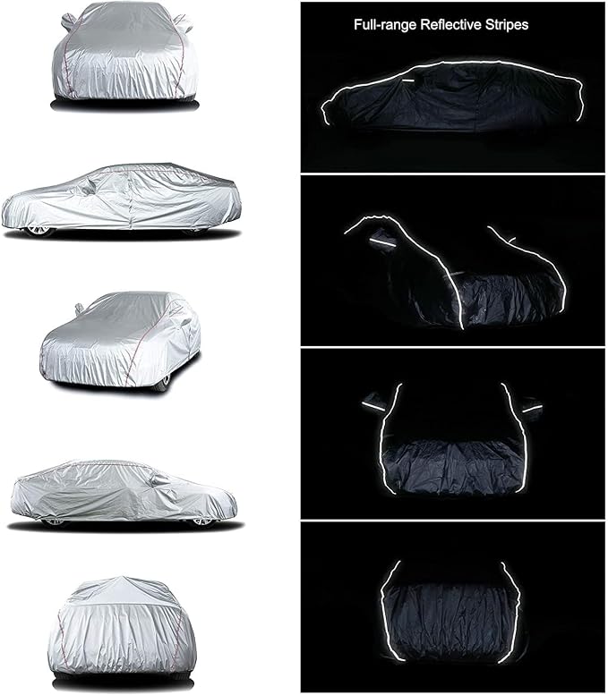 Tecoom Car Covers for Automobiles Door Zipper/Lock Universal Fit Sedan Toyota - Image 4