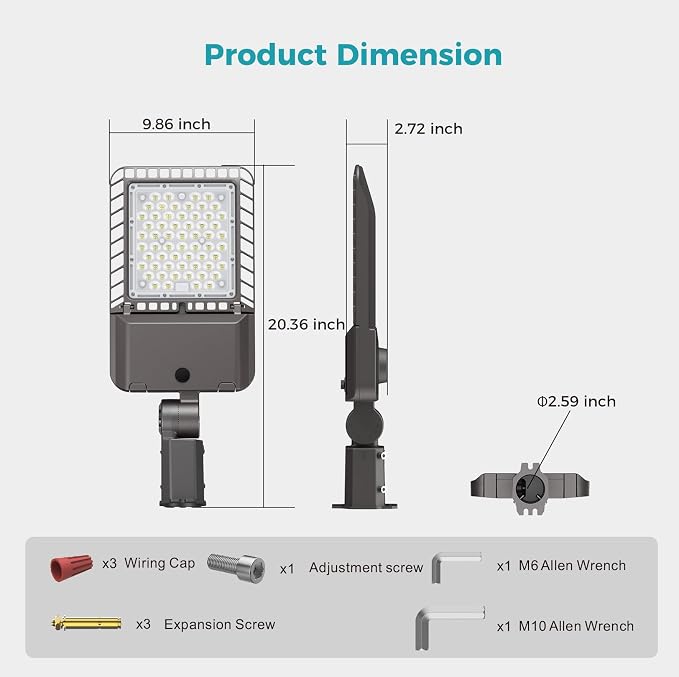 LED Parking lot Lights 180W Dusk to Dawn Photocell Street Lights 6000k - Image 8