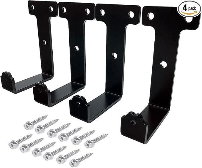 4 PCS black heavy duty metal flat j hooks by Jouray