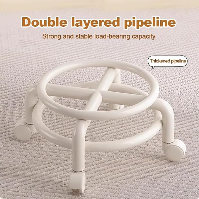 Low Rolling Stool with Wheels, Mini Rolling Garage Stool with Back Support - Image 5