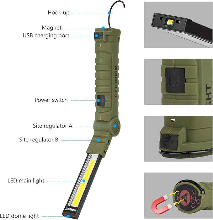 Men Tools for Christmas Birthday Gift 2 Packs LED Rechargeable Work Light - Image 2