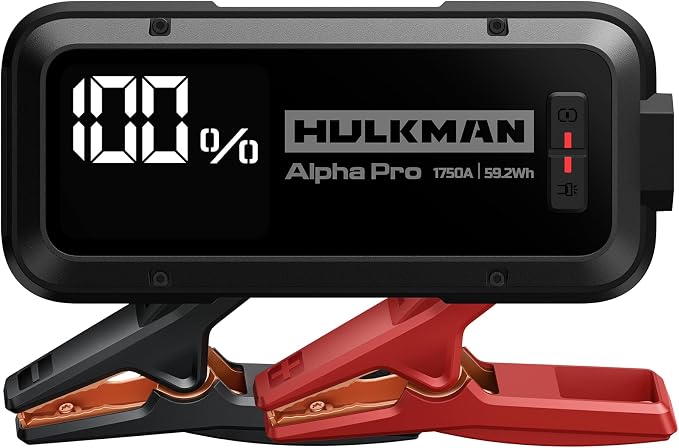Hulkman Alpha Pro Solid Black, 1750A 59.2Wh Car Jump Starter Portable, by Hulkman