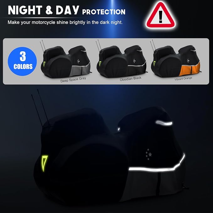 Motorcycle Cover with Side+Top Box Heavy Duty 420D Waterproof - Image 7