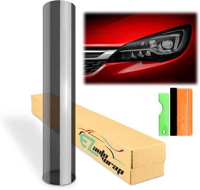 EZAUTO WRAP Free Tool Kit 12"x36" Glossy Medium Black Smoke Headlight Taillight by EZAUTOWRAP