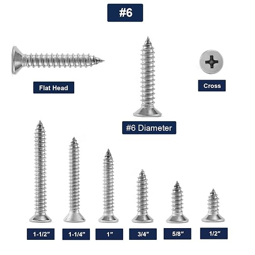 #6 x 1-1/4" Wood Screw 100Pcs 18-8 Stainless Steel Screws Flat Head Phillips - Image 3