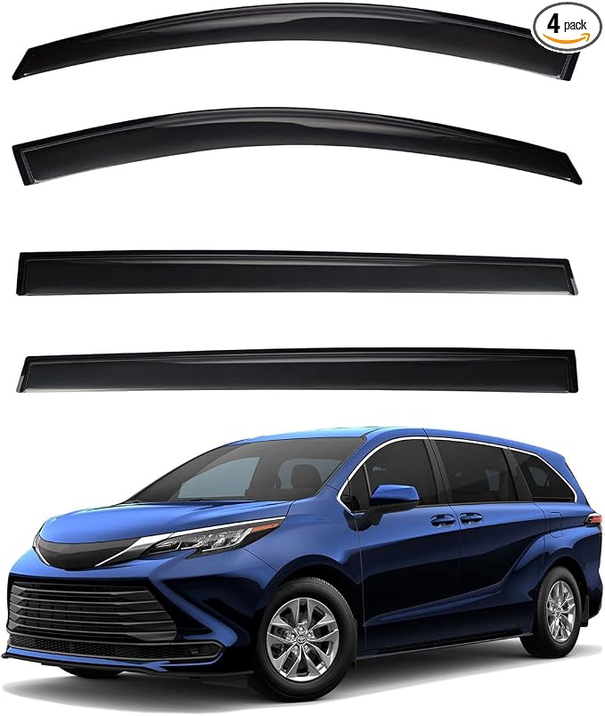 4pcs Front+Rear Smoke Tint Sun/Rain Guard Outside Mount Tape-On Vent Window by LQQDP