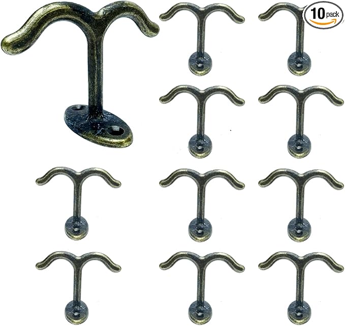 10 Pcs Zinc Alloy Ceiling Double Hook Cabinet Wardrobe Coat Towel Hat Hook by FanSiVoKe