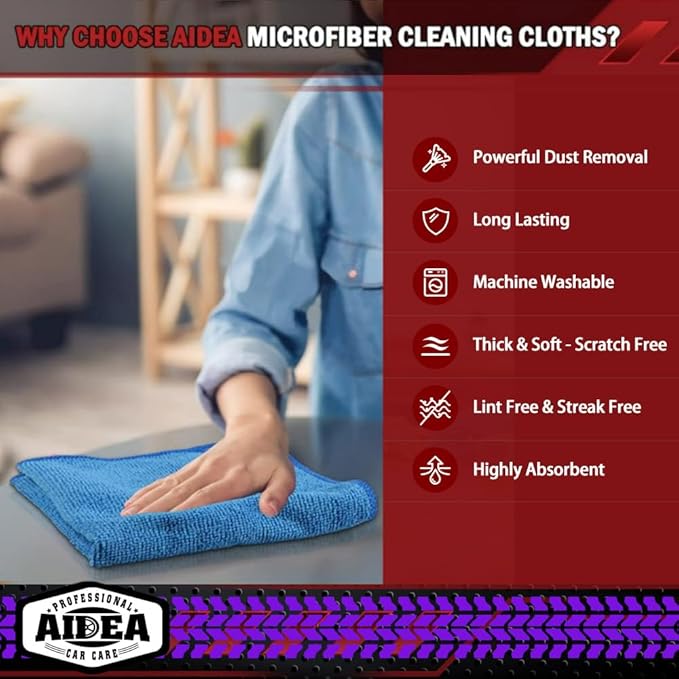 AIDEA Microfiber Cleaning Cloth 20PK, Microfiber Towels - Image 3