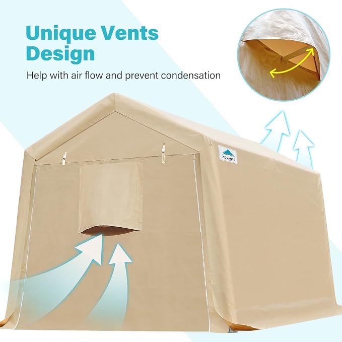 ADVANCE OUTDOOR 8X14 ft Steel Metal Peak Roof Portable Garage Shelter Storage - Image 3