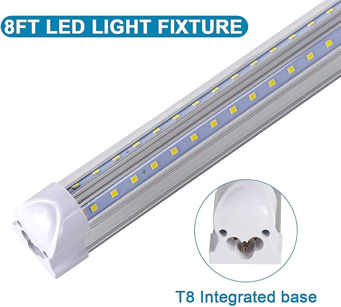 4 Pack, Led Shop Lights, 8FT Led Shop Light, 100W 6000K 15000LM Clear White - Image 4