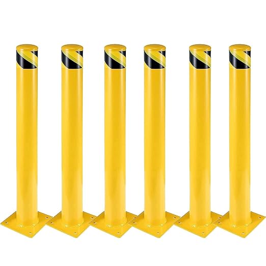 Safety Bollard 6 Packs, 36 Inch High Heavy-Duty Yellow Safety Bollard Steel by Towallmark