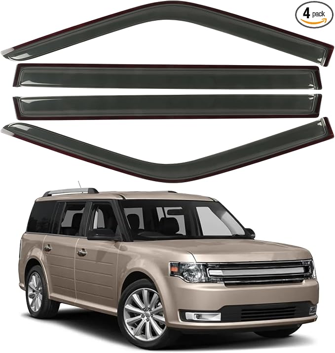 Window Visors Rain Guards Fit for 2009-2019 Ford Flex, Outside Mount Wind by CHYKORLA