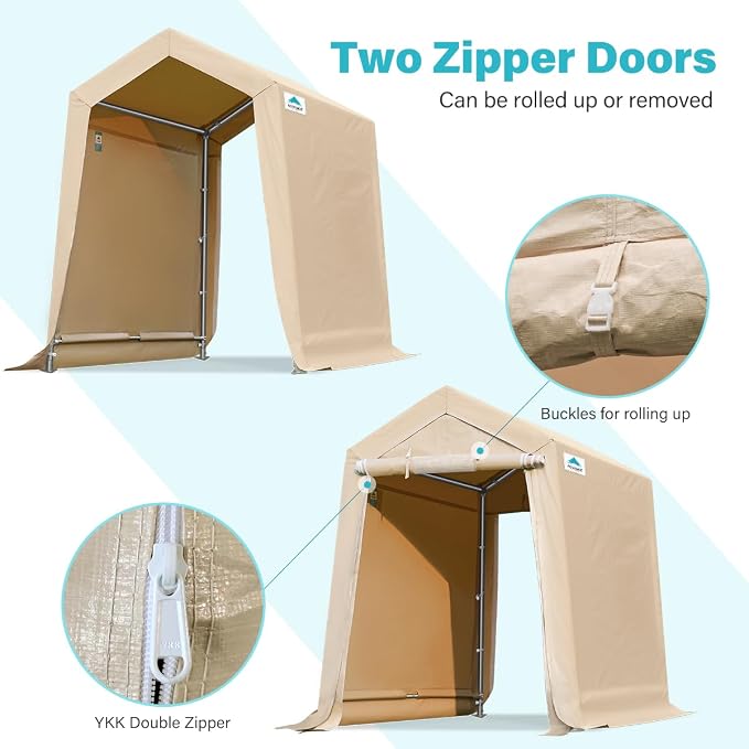 ADVANCE OUTDOOR 6X8 ft Outdoor Portable Storage Shelter Shed - Image 3