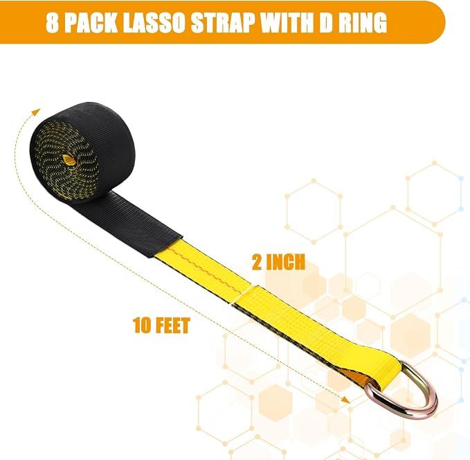 8Pack 2" X 10 ft Tow Truck Straps Lasso Wheel Lift Straps Lasso Tow Strap - Image 2