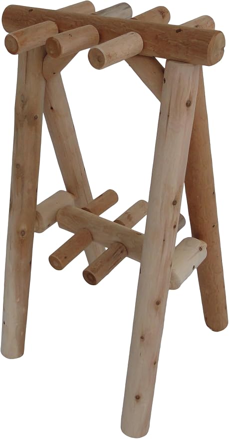 9-Place Freestanding Log Ski Rack Holder, Indoor & Outdoor Snowboard Racks by LogKayakRack
