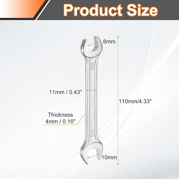 HARFINGTON 5pcs Double Open End Wrench 8mm x 10mm Metric 15 Degree Offset Angle - Image 2