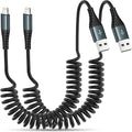 Coiled Lightning Cable 6FT, 2 Pack MFi Certified Retractable iPhone Car Charger by Heartbeats