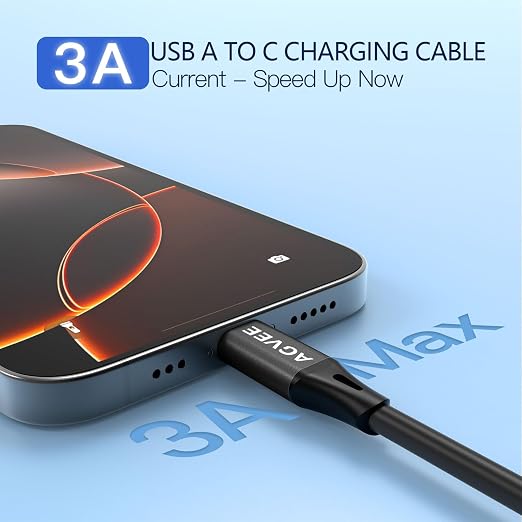 AGVEE 2 Pack 3ft Coiled Short USB to USB-C Charging Cable 3A Fast Charger Cord - Image 2