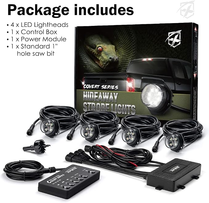 Xprite Red Blue LED Hideaway Strobe Police Lights Kit, 20 Flashing Patterns - Image 7