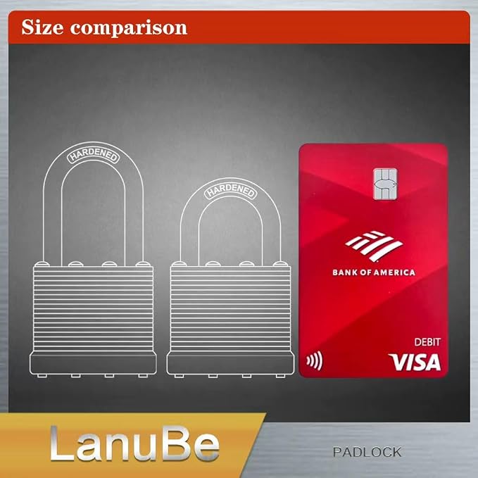 LanuBe Laminated Padlock 1-9/16 inch Long Shackle 6 Pack Keyed Alike, Bulk Locks - Image 4
