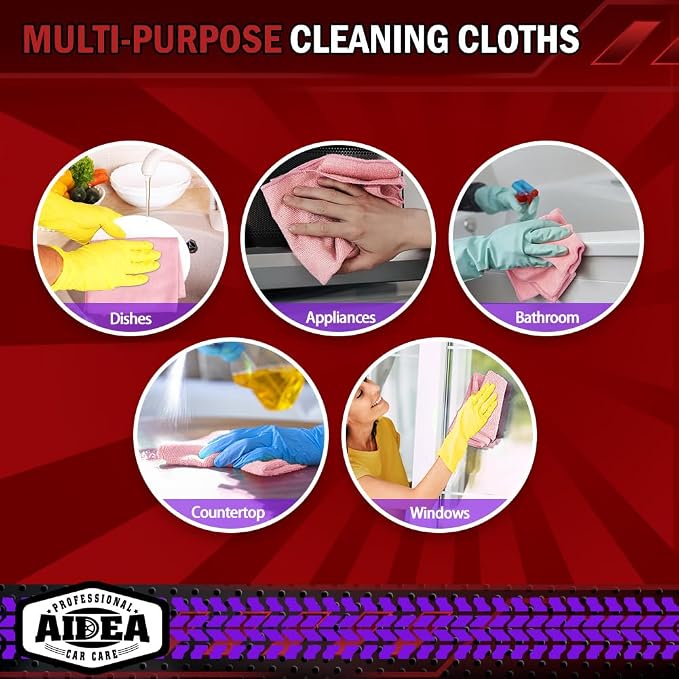 AIDEA Microfiber Cleaning Cloth Pink 10PK, Microfiber Towels - Image 7
