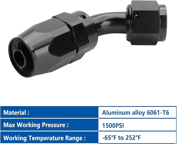 LokoCar 6AN Hose End Fitting 45 Degree Swivel - Image 3