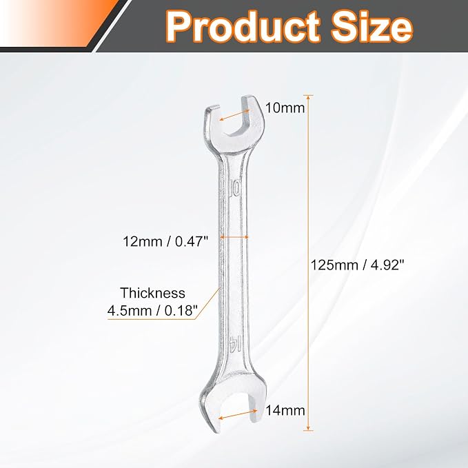 HARFINGTON 5pcs Double Open End Wrench 10mm x 14mm Metric 15 Degree Offset - Image 2