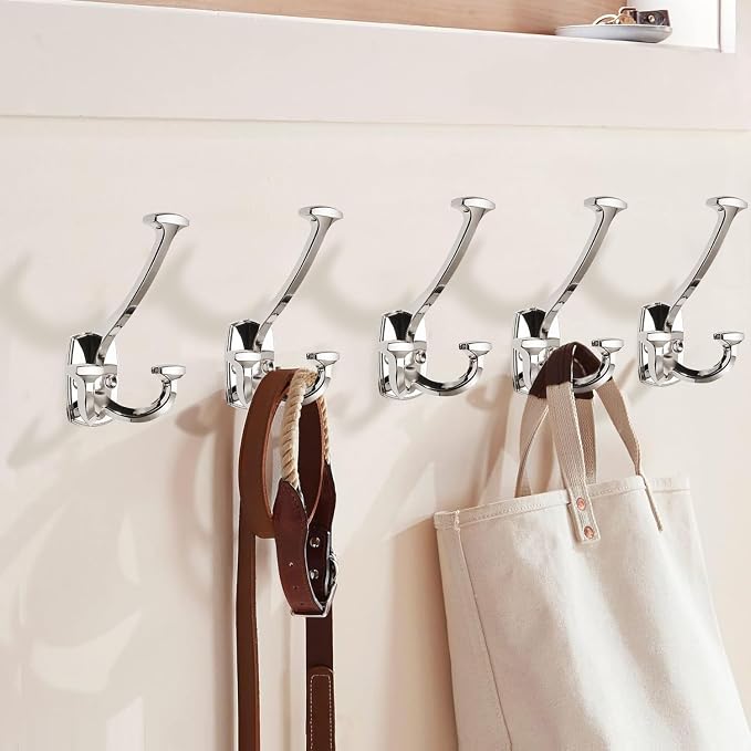 Large Wall Double-Sided Hook 5 Pack Polished Nickel Hook Decorative Heavy Duty - Image 4