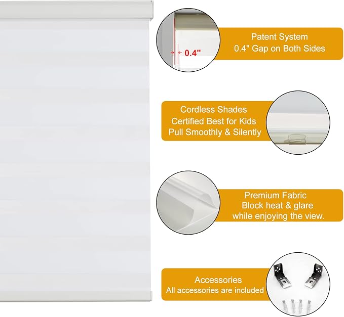 Persilux Cordless Zebra Shades Free-Stop Window Shades Dual Layer Light Control - Image 2