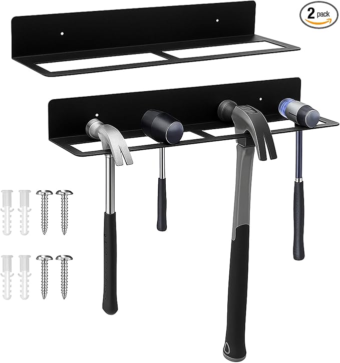 2 Pcs Metal Wall Mounted Hammer Rack Hand Tools Storage Screwdriver Organizer by Unknown