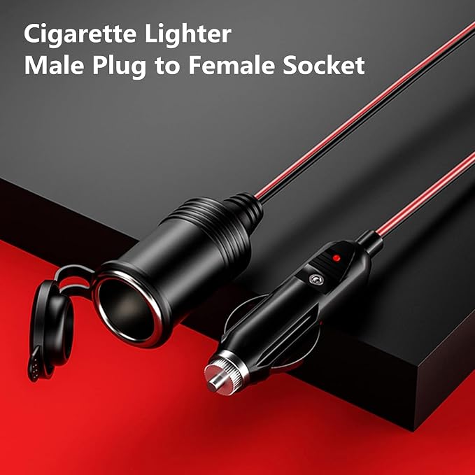 KEWIG 12/24V Car Cigarette Lighter Extension Cord - 13FT Cigarette Lighter Plug - Image 5