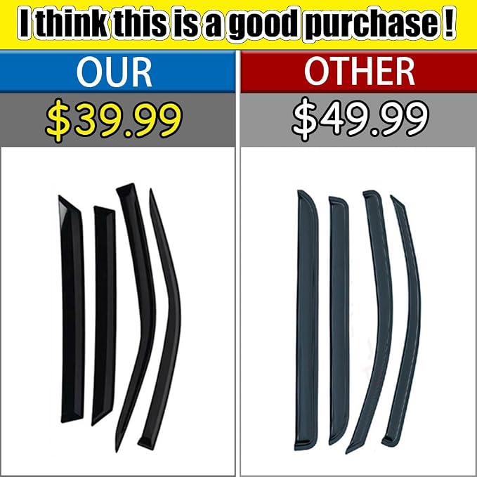 Rain Guards for Chevrolet Colorado/GMC Canyon Crew Cab 2015-2022, Tape-on Side - Image 2