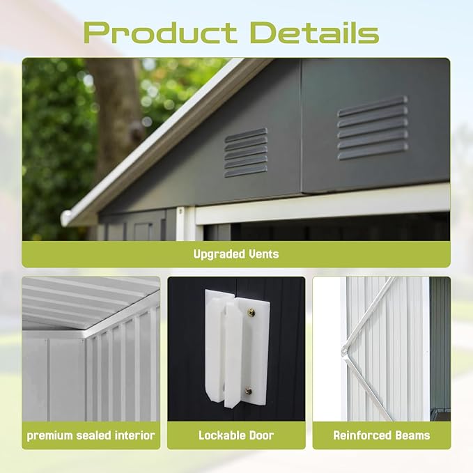 11.2' x 10.6' XL Outdoor Storage Shed, Sturdy Metal Building w/Windows & - Image 6