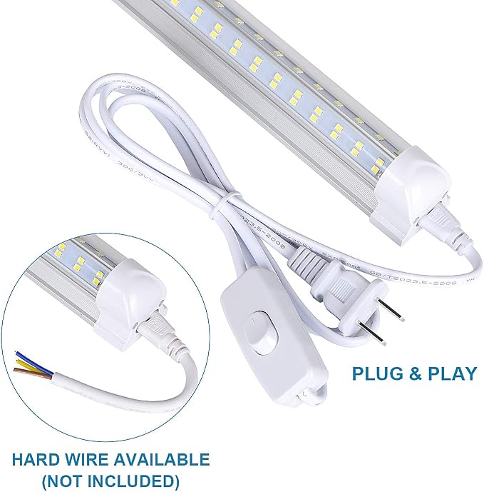 8Ft LED Shop Light Fixture, 120W Integrated LED Tube Light, 6000-6500K - Image 5