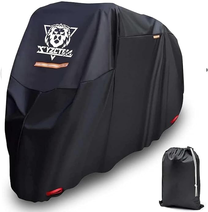 XYZCTEM Black Motorcycle Cover -Waterproof Outdoor Storage Bag, Fits up to 108" by XYZCTEM