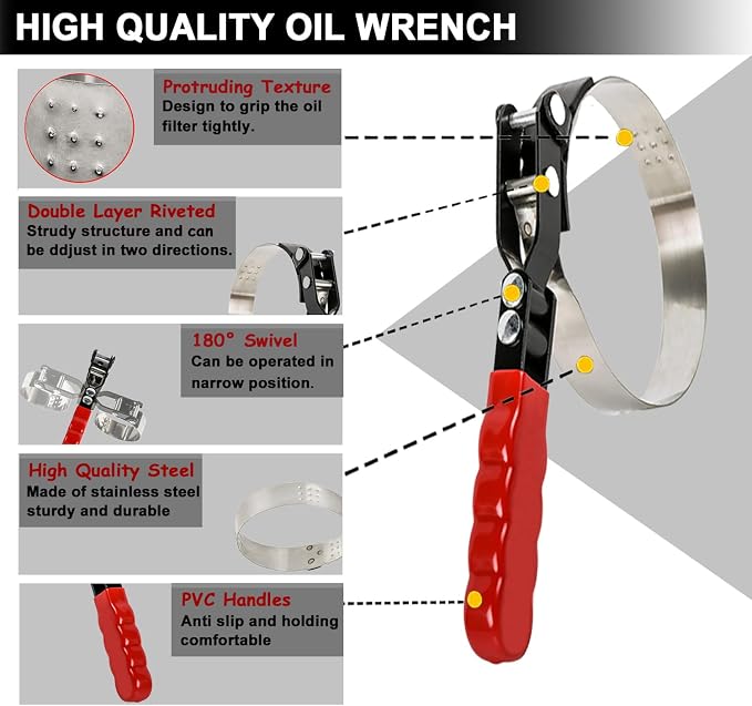Small Swivel Oil Filter Wrench, Oil Filter Removal Tool, Adjustable Filter - Image 3