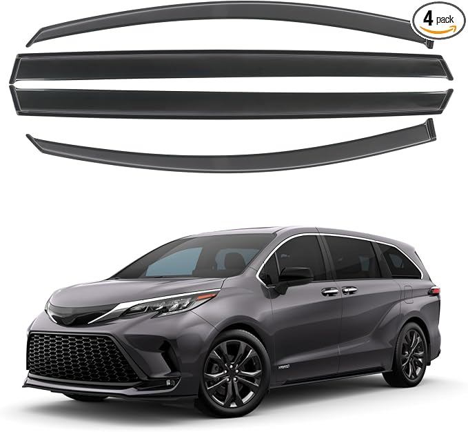 Rain Guards Fits for 2021-2024 Toyota Sienna, Outside Mount Side Window Wind by CHYKORLA