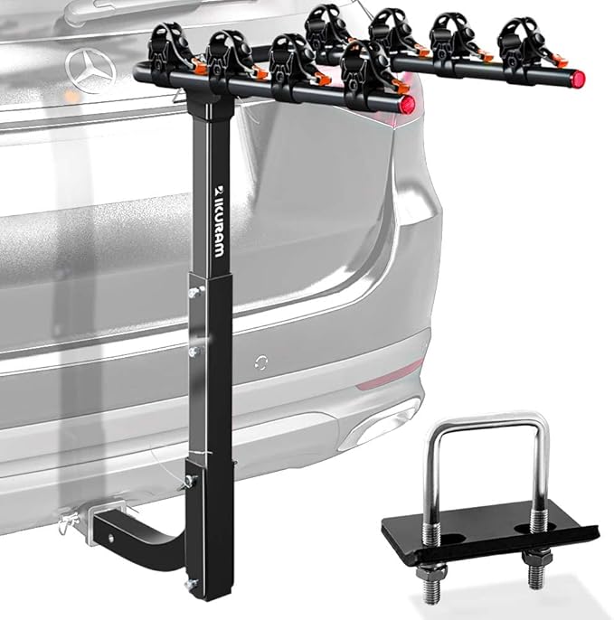 4 Bike Rack Bicycle Carrier Racks Hitch Mount Double Foldable Rack by IKURAMR