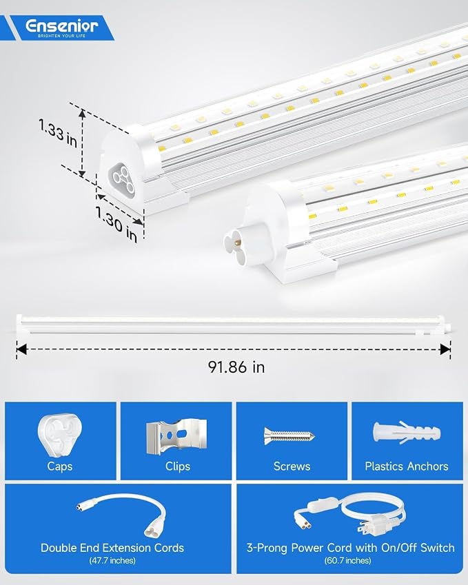 Ensenior 10 Pack 4 FT Led Shop Lights, 6000K Clear White, 5000LM Super Bright - Image 5
