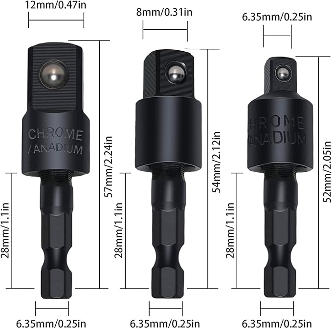105 Degree Right Angle Drill Adapter Set, 1/4-1/2 Inch Socket Adapters - Image 8